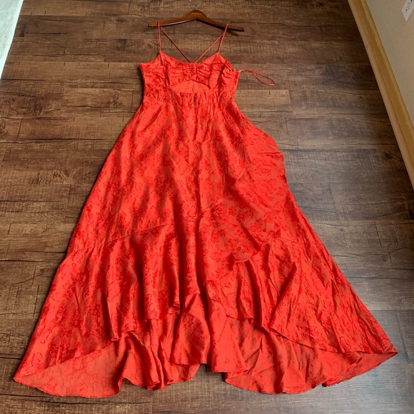Free people spaghetti strap ruffle fabric dress